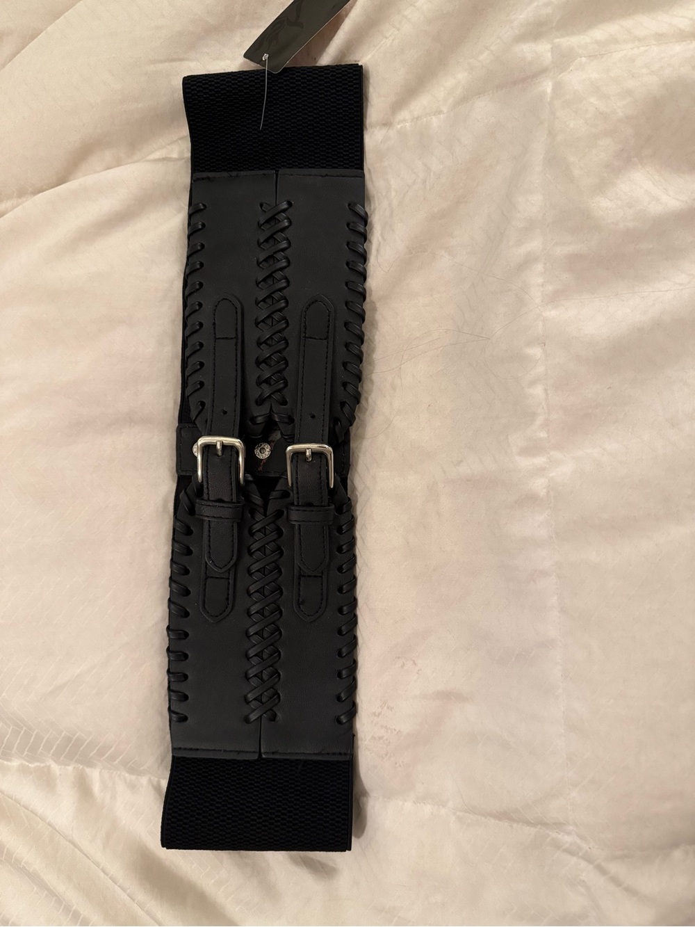 torrid Black Braided Stretch Waist Belt with Dual Buckles